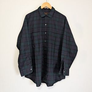 Vintage 60s/70s Viyella Golden Arrow Plaid Flannel Shirt Sz L 16-16.5